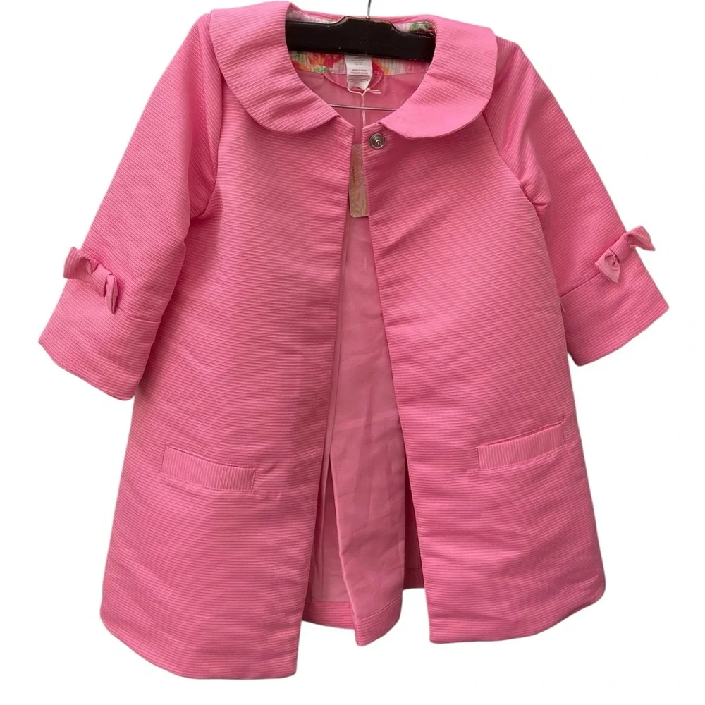 Tommy Bahama Girl’s Pink Dress Jacket Bow Accents One Button Closure NEW - Picture 1 of 9